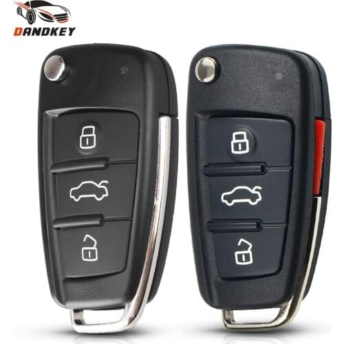 Dandkey 10pcs For Audi A2 A3 A4 A6 A6L A8 S5 Q7 TT Uncut Car Key Shell 3/3+1 Buttons HAA HU66 Flip Folding Remote Car Key Case
