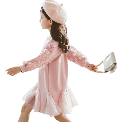 Dress Girl Floal Pattern Kids Party Dresses For Girls Long Sleeve Dress For Children Spring Autumn Childrens Clothing 6 8 10 12