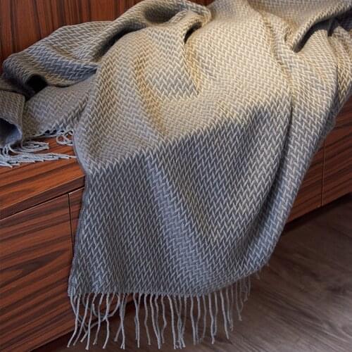 European throw blanket knitted geometric bedroom decoration bed end towel gray shawl winter warm sofa blanket Comfortable soft