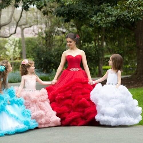 Formal Ruched Crystal Flower Girl Dresses for Wedding Baby Birthday Party Gowns Princess Special Occasion First Communion
