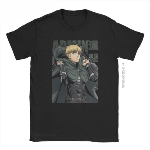 Mens Shingeki No Kyojin Armin Arlert Attack On Titan T Shirt Pure Cotton Funny Clothing Plus Size Harajuku Men Clothing T-Shirt