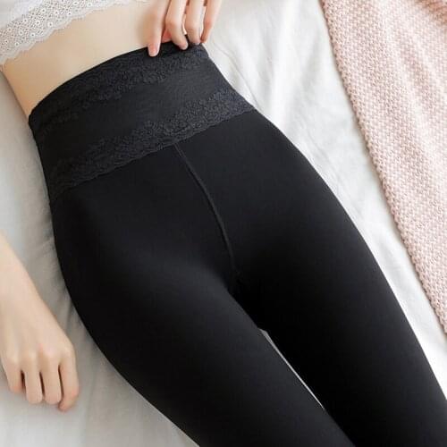 Black Skin Lace High Waist 180g 300g Winter Velvet Thick Warm Women Pantyhose Tights Medias De Mujer Collant Female Spring 626
