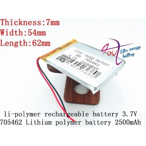 3.7V 2500mAH polymer battery 705462 navigation recorder lithium battery with protective plate Li-ion Cell
