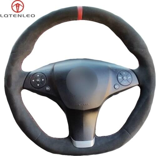 LQTENLEO Black Suede Car Steering Wheel Cover for Mercedes-Benz SLR-Class 2009 SL-CLass AMG 63 65 2009-2012 SLK-Class