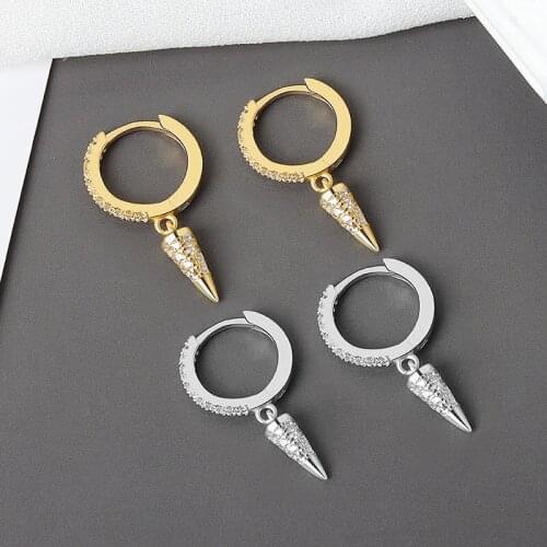 WTLTC 2020 Punk Style Small Drop Spike Charm Earrings for Women Chunky Hanging Hoop Earrings French Geometric Hoops Earrings