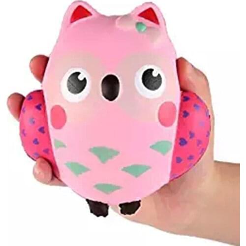 Kawaii Squishy Cute Pink Cartoon Owl Soft Slow Rising Squeeze Toy Phone Strap Break Kids Adults Anti Stress Squishes
