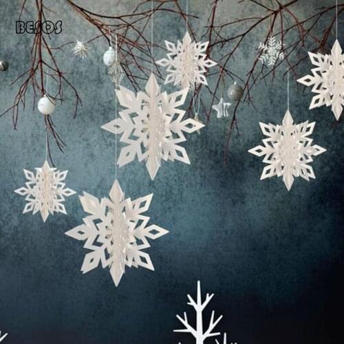 Fashionable Snowflake Pendant Different Color Size Pearlescent New Year Party Restaurant Tree Window Decoration Pendant B282D