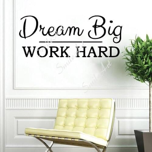 Cartoon Style Big Dream Work Hard Decal Removable Vinyl Mural Poster For Kids Rooms Decoration WallStickers Waterproof Wallpaper