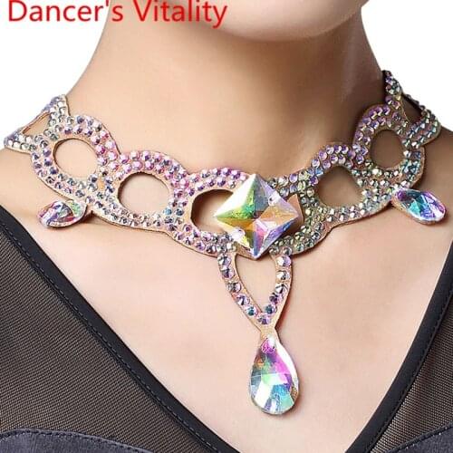 National Standard Dance Necklace Modern Ballroom Competition Diamond Accessories Adult Latin Dancer Stage Performance Decoration
