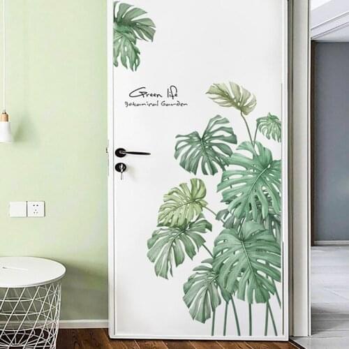 Green Leaves Wall Stickers for Bedroom Living room Dining room Kitchen Kids room DIY Wall Decals Door Murals Home Decor
