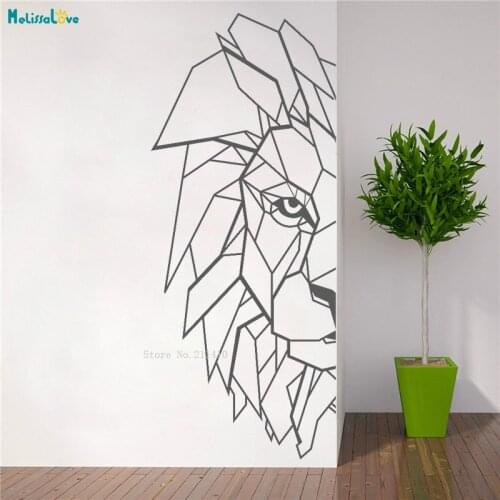 Geometric Lion Pattern Wall Sticker Home Decor Lovely Cool Art Murals Self-adhesive Murals Kings Temperament Poster YT2889