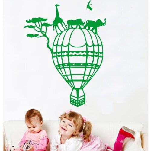 YOYOYU Wall Sticker Hot Air Balloon Room Decoration Aerostat Africa Wild Nature Animals Rhinoceros Elephant Poster J995