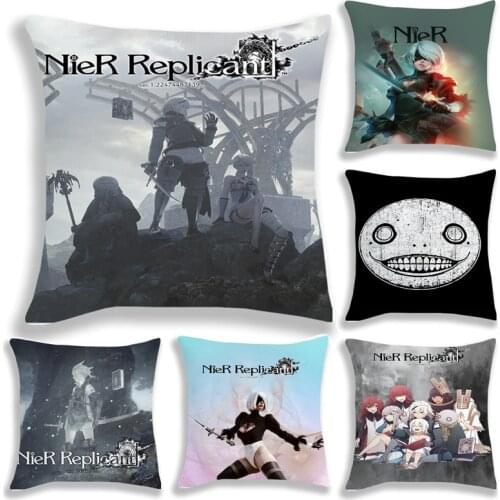 Hot NieR Replicant Cushion Cover Cartoon Pillow Case Living Room Sofa Car Throw Pillows Home Decoration Gift for Kids Boys Girls