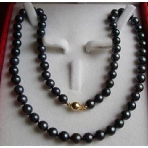 Nobility mujer for women gift -jewelry Mothers gift natural jewelry 7-8MM BLACK CULTURED PEARL NECKLACE 17.5"