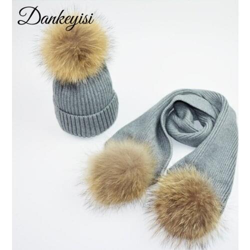 DANKEYISI New Knitted Fur Ball Cap Pom Hat For Women Winter Beanie Skullies Warm Fall Cap Real Fur Ball Gorros Female Cap