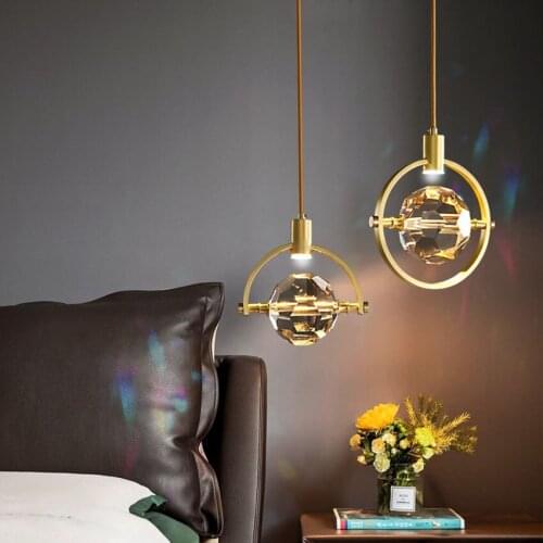 New brass Crystal Hanging light fixture modern luxury kitchen bedroom bedside pendant lamp restaurant bar suspension Luminaire