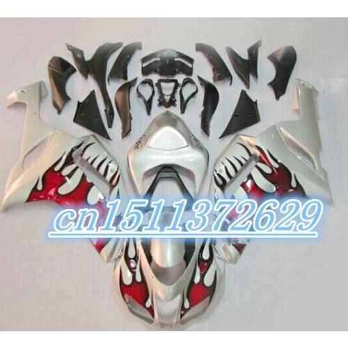 Dor-Fashion red silver full Fairing for KAWASAKI ZX6R 07 08 ZX-6R 2007-2008 ZX 6R 636 07 08 6R 2007 2008 body kit D