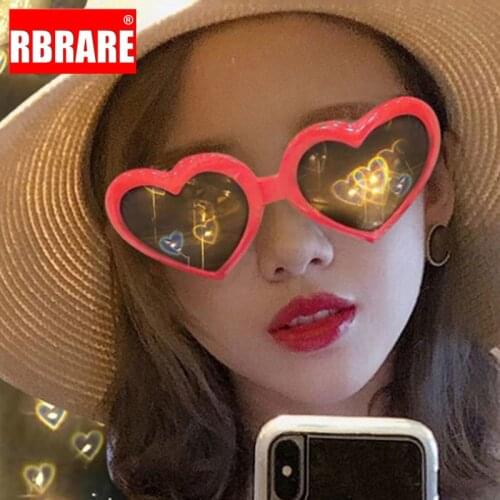 RBRARE Strange Heart Glasses 2021 Light Turns Love Romantic Glasses Night Eyeglasses Buddy Party Interesting Peach Heart Glasses