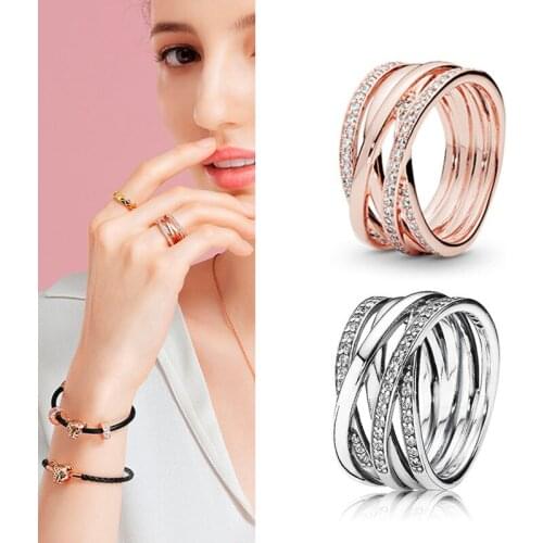 Original 925 кольцо Silver Pan Ring Creative Hollow Interwoven Pan Ring For Women Wedding Party Gift Fashion Jewelry