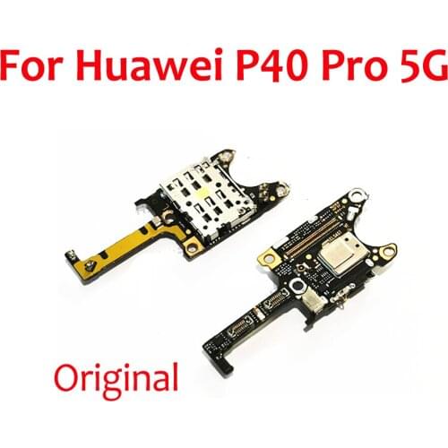 Original SIM Card Reader Socket Connector with Microphone For Huawei P40 Pro P40Pro 5G Flex cable Replacement spare parts