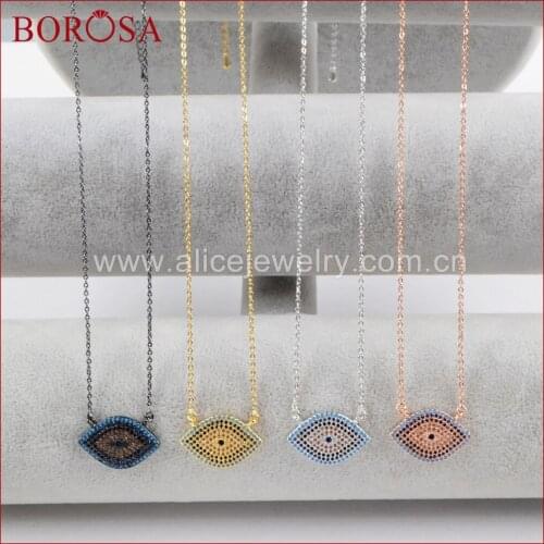 BOROSA Evil Eye Connector Necklace,Drusy CZ Micro Pave Colorful Zircons Eye Pendant Women Necklace for Handmade Jewelry WX506
