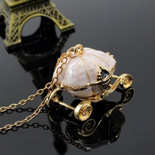 New Pumpkin Car Necklace For Women Gold Zinc Alloy Car Pendant Can Open Men And Women Long Necklace Jewelry Free Shipping