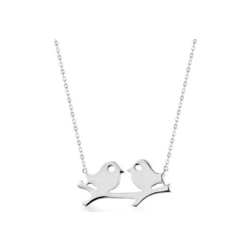 Personalized Double Birds Model Women Necklaces Animal Style Pendant Women Thin Silver Chain Made in Turkey