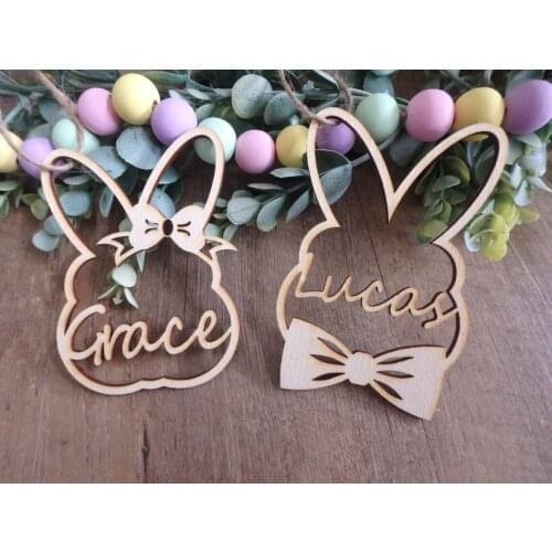 Easter basket tags personalized , Easter bunny tags , wooden Easter tags , wood Easter bunny with name , kids Easter bunny tags