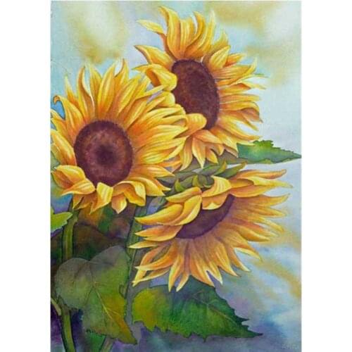 Landscape sunflow new arrival DIY Crystal full drill square 5D diamond painting flower cross stitch kit mosaic round rhinestone