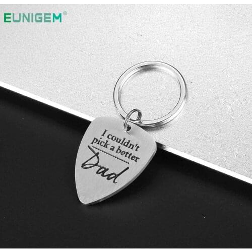 Father Day Gifts for Men Dad Stepfather Keychains for Men I Couldn't Pick A Better Dad Guitar Pick Gift from Wife Daughter Son