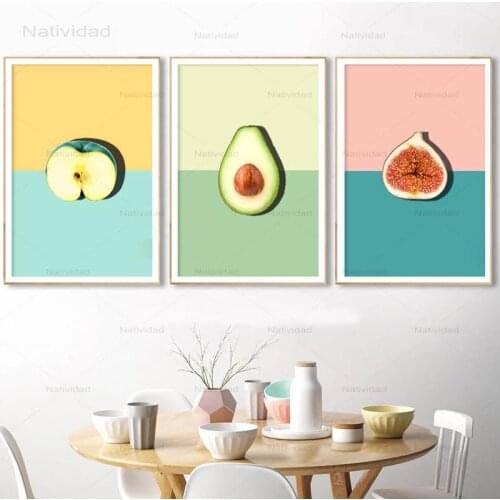 Hd Print Watercolor Fruits Apple Avocado Poster Canvas Painting Wall Art Picture Nordic Home Decoration for Kitchen Restaurant