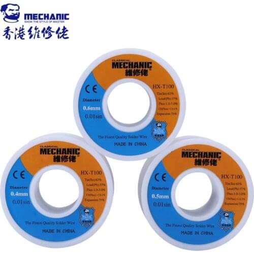 3pcs Mechanic Rosin Core HX-T100 Solder Wire 0.4mm 0.5mm 0.6mm 55g Low Melting Point Soldering BGA Rework Tools