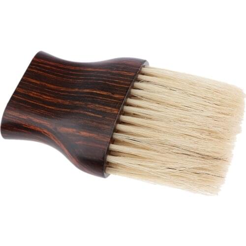Professional Neck Duster Brush Barber Hair Cutting Hairstyle Cleaning Tools,Chocolate Texture Wood Grip Handle