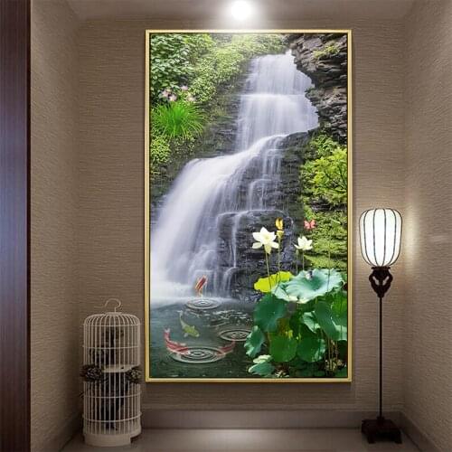 Dropship Custom 3D Mural Wallpaper Fresh Natural Water Waterfall Porch Living Room Background Luxury Home Decor Walpaper Kitchen