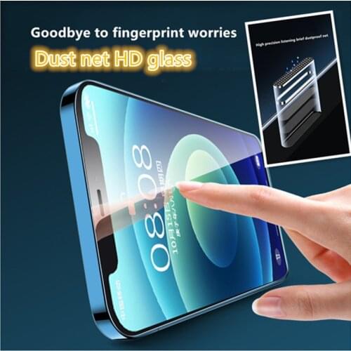 LVOEST Dust net glass for iphone12 pro max for 11 PRO 12 mini Mobile phone tempered film HD plus dust-proof net anti-fingerprint
