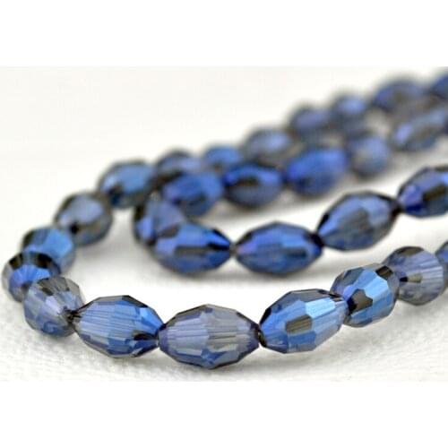 Manufacturers Selling Dark Blue Plated Crystal Loose Spacer Beads Fancy Jewelry Craft Curtain Light DIY Making 70pcs/lot 6*8mm