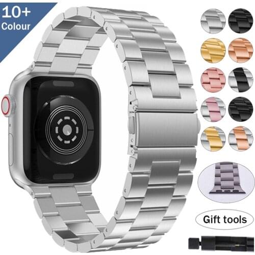 Stainless Steel Band For Apple Watch Series SE 6 5 4 3 metal Band 38/40/44/42mm Bracelet Strap for iWatch wist Bands Accessories