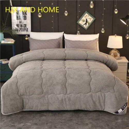 Luxury winter warmth comfortable Wool material quilted Quilt king queen full size Comforter Winter Thick Blanket Solid Color