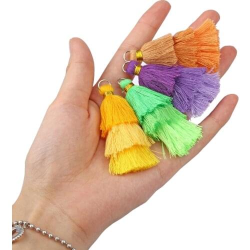 10Pcs 6.5cm 3Layered Dangle Earring Pendant Tassel Charm DIY Earrings Findings Tassels Flowers/Brooch Production/Clothes Making