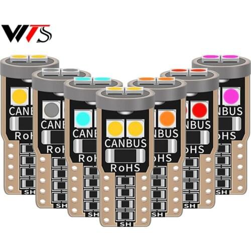 10Pcs T10 LED Lights W5W LED Bulb Car Interior Lighting Automotive Domer Parking Dome Lamp 3030 6smd Yellow Ice Blue 6000K White