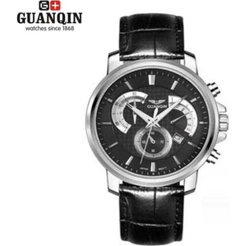 Luminous Original GUANQIN Men Watch 2020 Luxury Fashion Men Quartz Watch Sport Casual Men Leather Wrist Watches for Men Clock