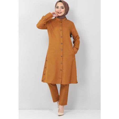 TSD00161 Islamic womens clothing Pleated Dress Muslim women clothes Suit womens dress for women skirt Button detailing suit