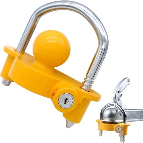Universal Coupler Lock Trailer Hitch Lock Adjustable Storage Security Heavy-Duty Steel fits 1-⅞” (48mm), 2” (51mm)
