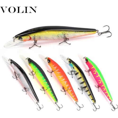 Volin 1pc Wobbler Floating Minnow Fishing Lure Pike Bass 110mm 15g with 3 Fishing Hooks Fishing Lure for Shallow Water Fish Lure