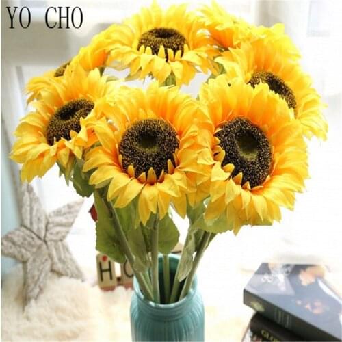 YO CHO Wedding Decoration Home Flowers Party Silk Fake Eustoma Fleurs Hogar Christmas decor Plants Artificial silk Sunflower