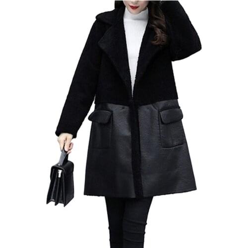 Autumn Winter Both sides Wear Leather Coat Women Plus size 5XL Plus velvet Thicken Loose Outerwear Female Flocking Jackets 3071