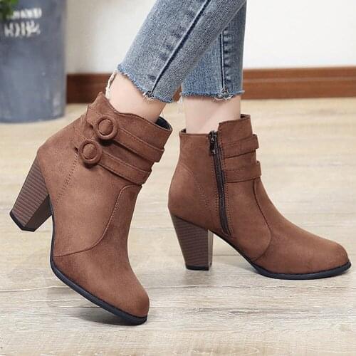 Fashion Boots Women 2020 Ankle Boots for Women High Heel Autumn Shoes Women Fashion Zipper Boots Size 43