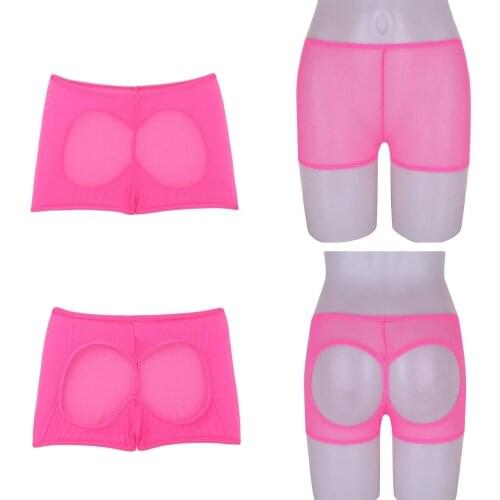 Women Sexy Lingerie Seamless Sheer Mesh Open Butt Boxer Briefs Panties Shorts Outfit Butt Lifting Breathable Underwear