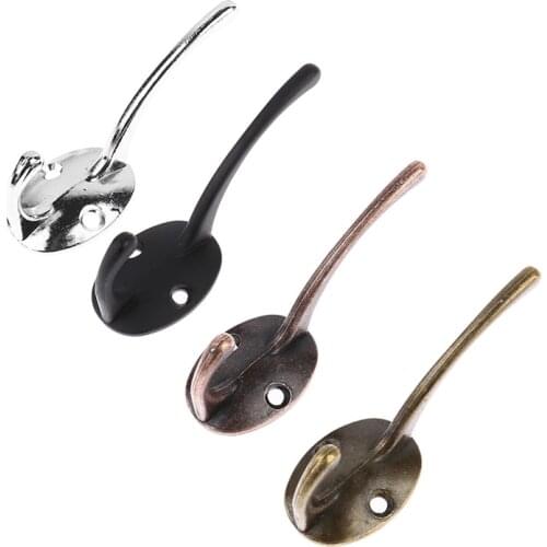 1PC Zinc Alloy Coat Clothes Towel Double Peg Door Wall Hanger Holder Hook Bathroom Rack Wall Mounted Coat Hook