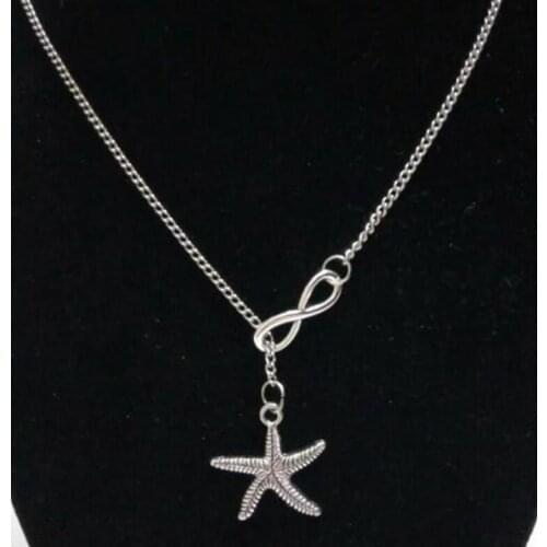 New Fashion Vintage Charms Pretty Starfish & Lucky 8 Charms Pendant Necklace Protection Jewelry Gift 1pcs